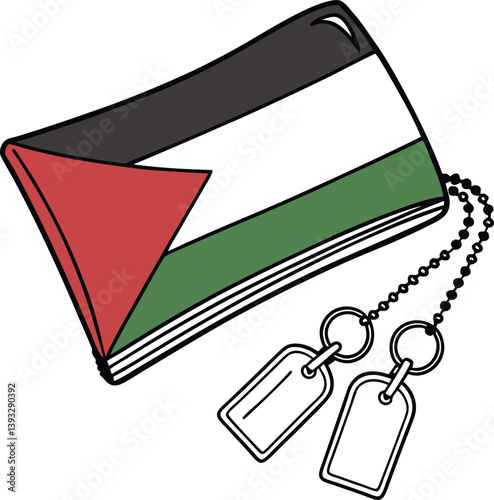 Illustration of a Wallet Decorated with a Chain and Palestine flag