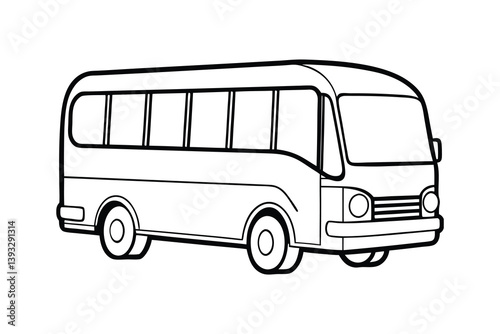 A clip art of bus transport outline illustration on white background 
