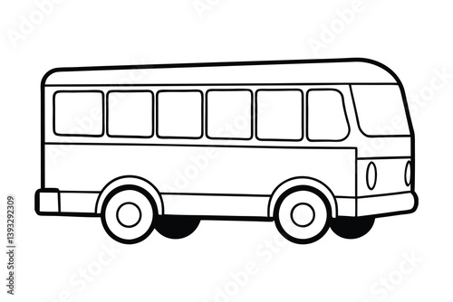 A clip art of bus transport outline illustration on white background 
