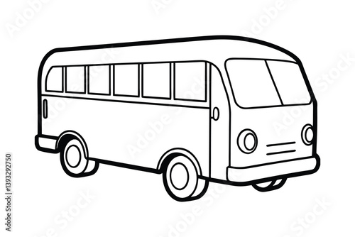 A clip art of bus transport outline illustration on white background 
