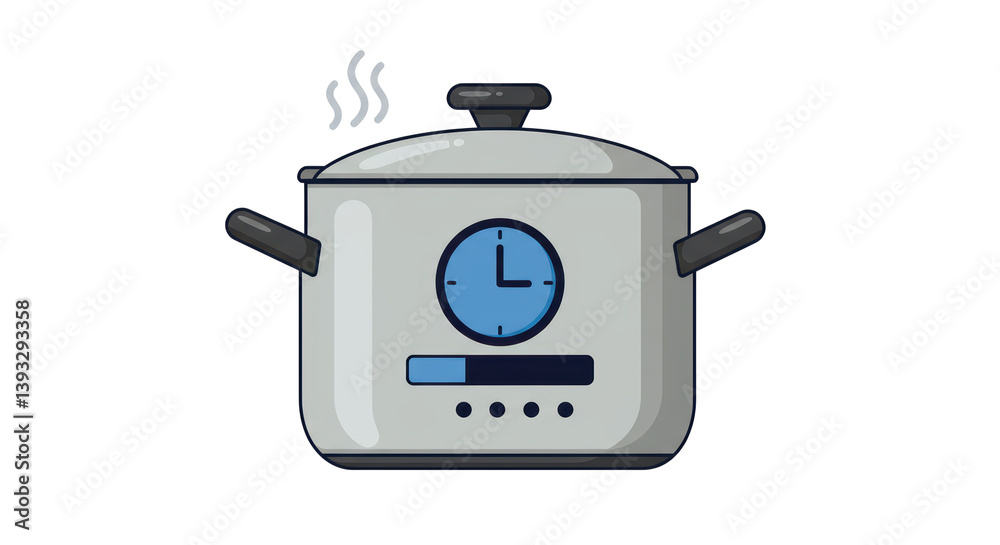Isolated Cooking Pot with Timer for Automated Meal Preparation Isolated Cooking Pot with Timer for Automated Meal Preparation