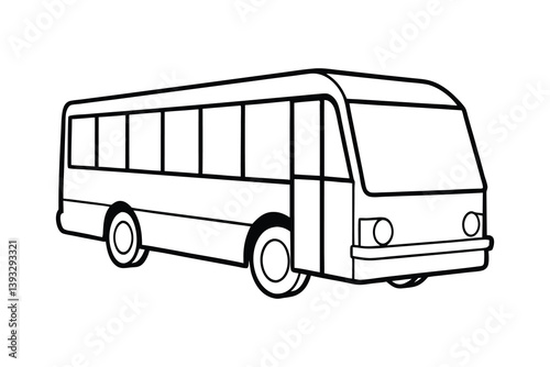A clip art of bus transport outline illustration on white background 
