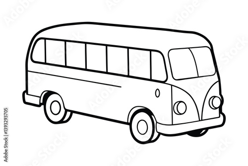 A clip art of bus transport outline illustration on white background 
