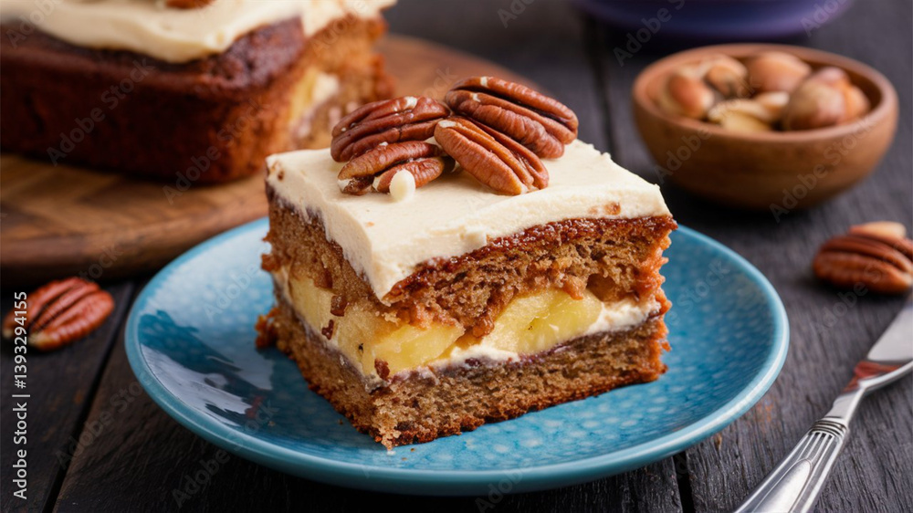 Hummingbird cake - Moist cake with bananas, pineapples, pecans, and cream cheese frosting Hummingbird cake - Moist cake with bananas, pineapples, pecans, and cream cheese frosting