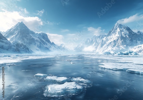 Wallpaper Mural Majestic Ice Mountains with Clear Blue Water Reflecting the Sky in a Remote Arctic Landscape : Generative AI Torontodigital.ca