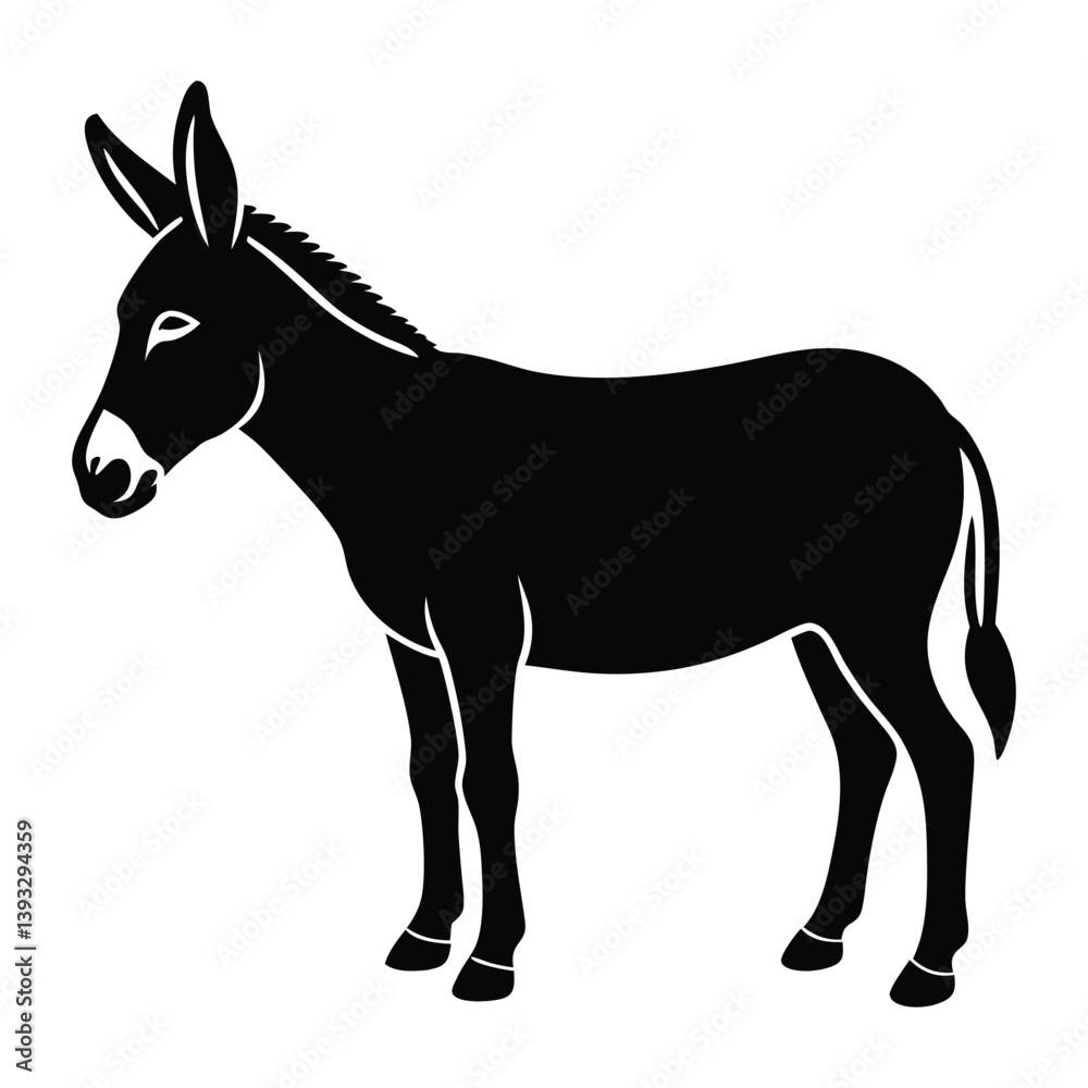Fototapeta premium donkey silhouette on white background.