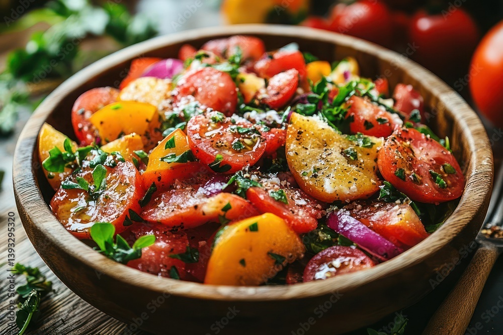 Vibrant tomato and peach salad Vibrant tomato and peach salad