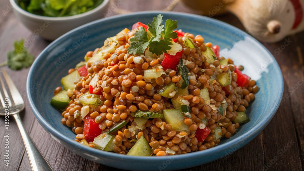 Lentil Salad: Fresh lentil salad with a mix of vegetables and a light vinaigrette Lentil Salad: Fresh lentil salad with a mix of vegetables and a light vinaigrette
