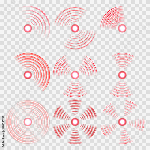 Pain marker glows in red, resembling sonar ring ripple. Localized ache sign focuses attention on tender area. Vector target icon mimics heat-based discomfort visualization.