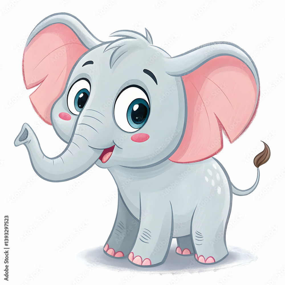 Fototapeta premium Cute simple elephant cartoon isolated