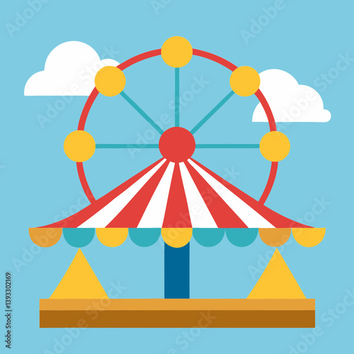 Carnival Ride Ferris Wheel or Carousel with Soft Light