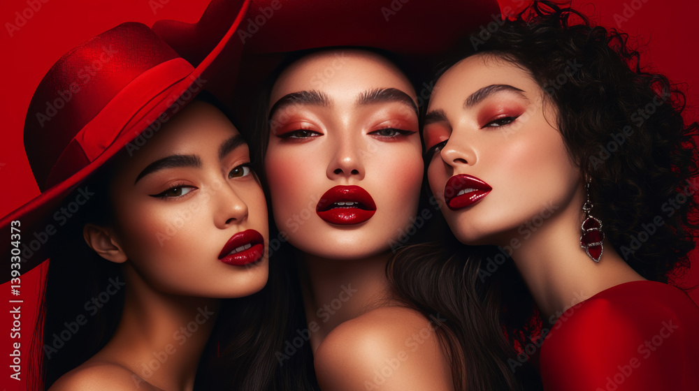 Trio of bold, seductive red lipsticks curated for a powerful and alluring beauty impression Trio of bold, seductive red lipsticks curated for a powerful and alluring beauty impression