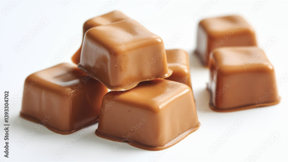 Caramel Candy: Soft, chewy caramel-colored candies arranged casually with a glossy, smooth texture, showcasing their fresh, polished appearance. Caramel Candy: Soft, chewy caramel-colored candies arranged casually with a glossy, smooth texture, showcasing their fresh, polished appearance.