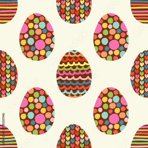 set of easter eggs seamless pattern