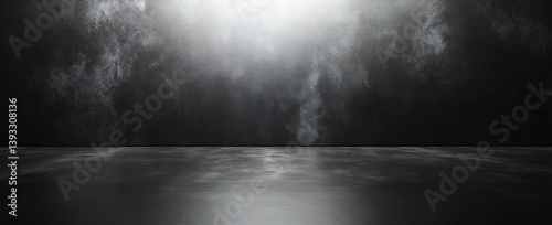 Black Concrete Wall and Floor A Dark Grunge Texture Background with Dramatic Lighting for Industrial Design and Art : Generative AI
