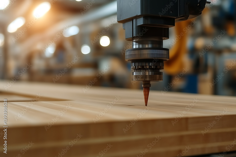 Precision CNC milling of wood in a factory, automated woodworking. Modern industrial production. Advanced technology for custom furniture design. Precision CNC milling of wood in a factory, automated woodworking. Modern industrial production. Advanced technology for custom furniture design.