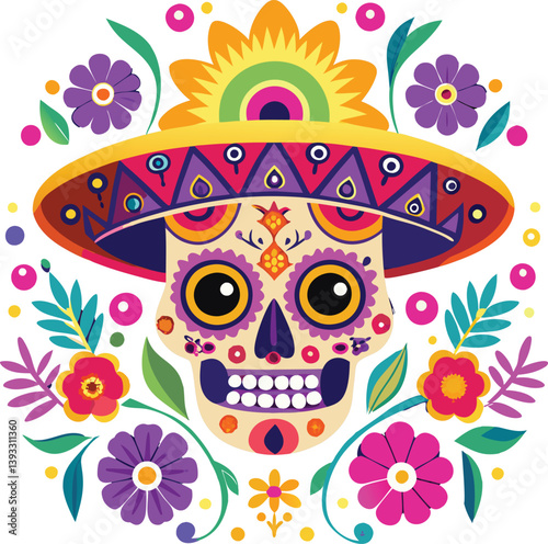 Mexican Skull Wall Decor: Festive Dia de los Muertos Print