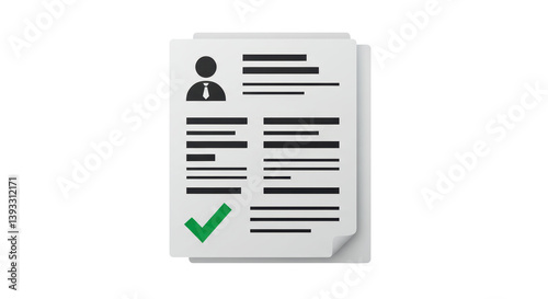 Isolated Resume Document with Green Checkmark