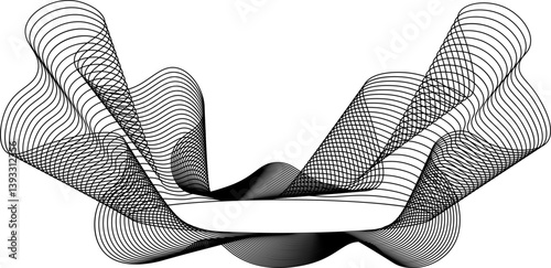Geometric circle at center bordered by intricate, wavy perimeter made of layered organic lines.