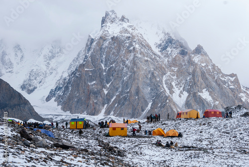 Concordia is the confluence of the Baltoro Glacier and the Godwin-Austen Glacier in the Karakoram mountain range of Pakistan. It is located in the Baltistan region of Pakistan, 4, 691 metres high.