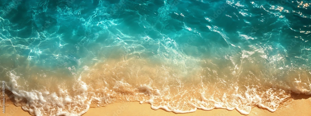 Serene Beach Scene with Turquoise Water and Golden Sand Beach with Ocean Waves and Coastal Beauty : Generative AI Serene Beach Scene with Turquoise Water and Golden Sand Beach with Ocean Waves and Coastal Beauty : Generative AI