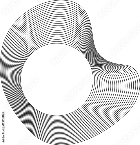 Circular center bordered by smooth and rounded contours that blend layered lines with flowing and abstract edge transitions.