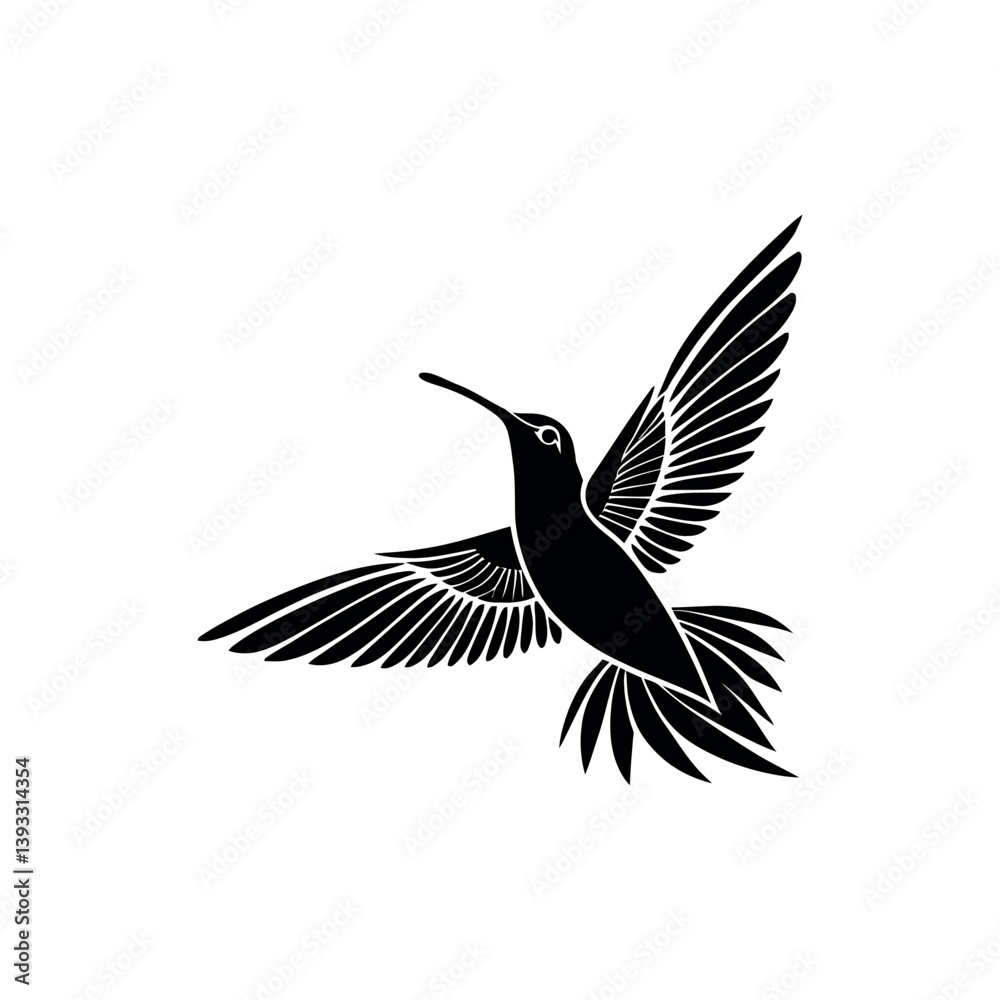 Fototapeta premium hummingbird silhouette logo vector line art logo design