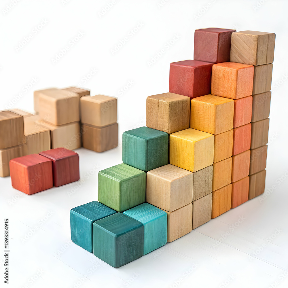 Close-up of stacked wooden blocks on table Close-up of stacked wooden blocks on table