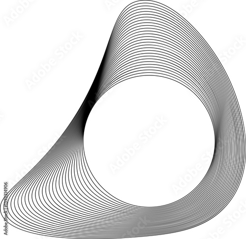 Element composed of a central circle with smoothly curved edges creating an organic blob formed by layered wavy outlines.