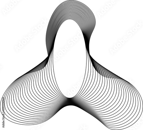 Graphic design with a circular core and curved, uneven edges creating a layered and fluid appearance.