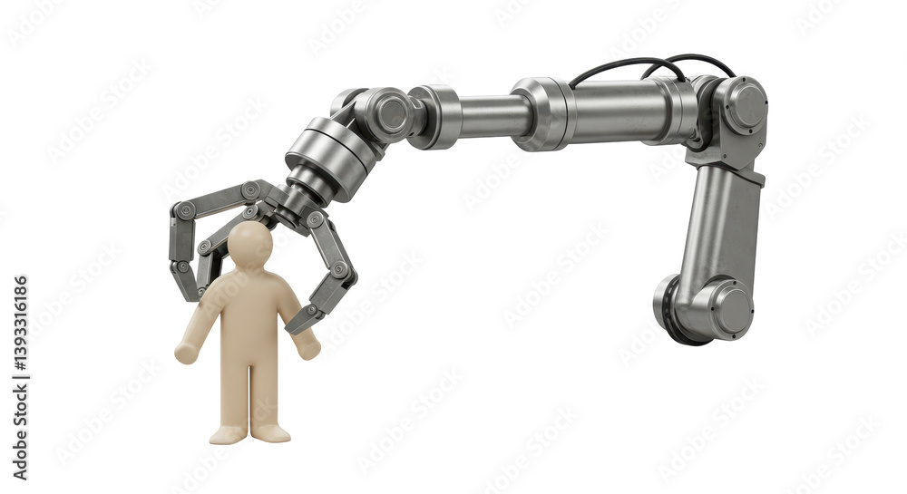 Isolated Robotic Arm Holding Clay Figure with Grasping Motion Isolated Robotic Arm Holding Clay Figure with Grasping Motion