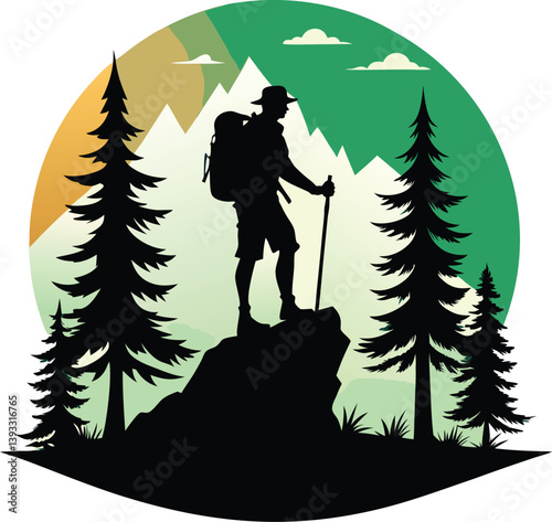 vector illustration of a man with a backpack
