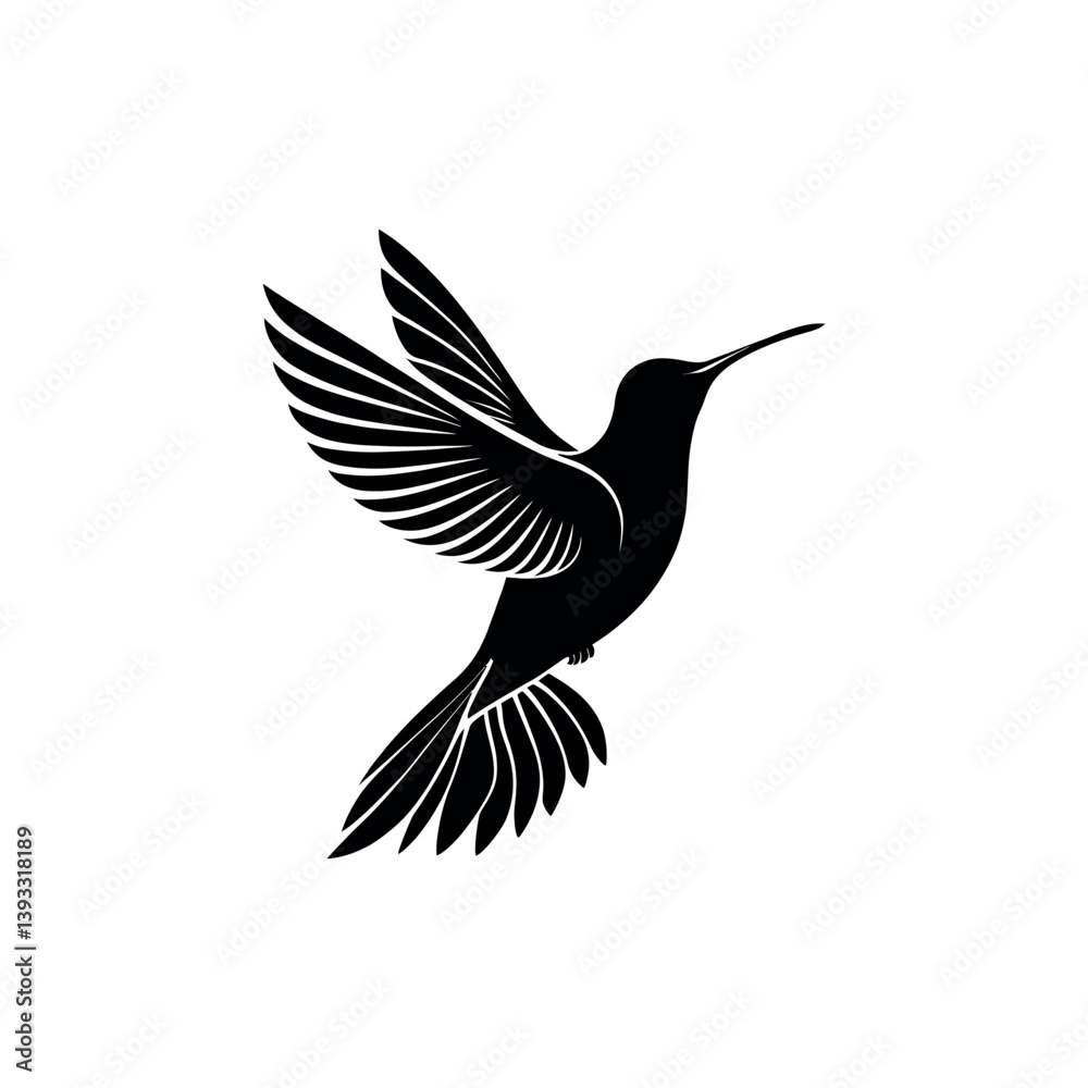 Fototapeta premium hummingbird silhouette logo vector line art logo design