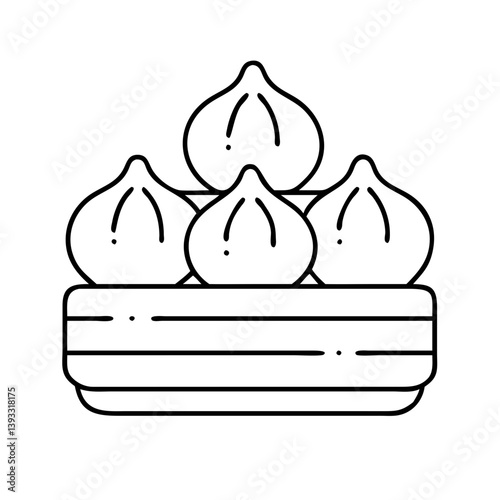 dim sum icon, dim sum line art - simple line art of dim sum, perfect for dim sum logos and icons