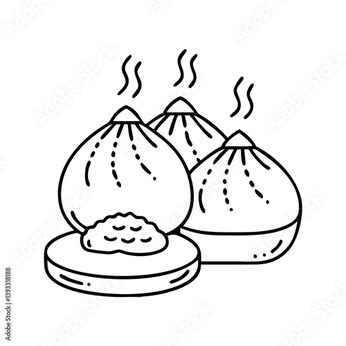 dim sum icon, dim sum line art - simple line art of dim sum, perfect for dim sum logos and icons