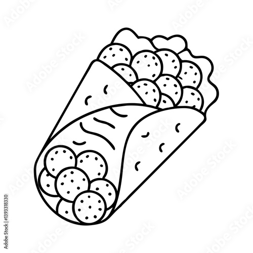 falafel wrap icon, falafel wrap line art - simple line art of falafel wrap, perfect for falafel wrap logos and icons