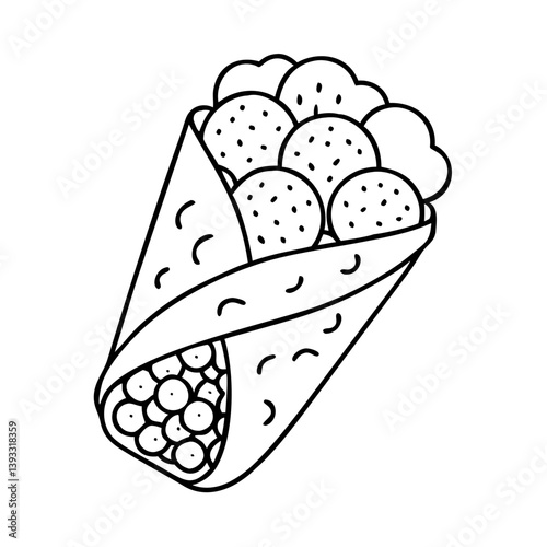 falafel wrap icon, falafel wrap line art - simple line art of falafel wrap, perfect for falafel wrap logos and icons