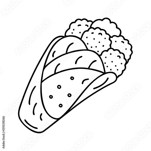 falafel wrap icon, falafel wrap line art - simple line art of falafel wrap, perfect for falafel wrap logos and icons