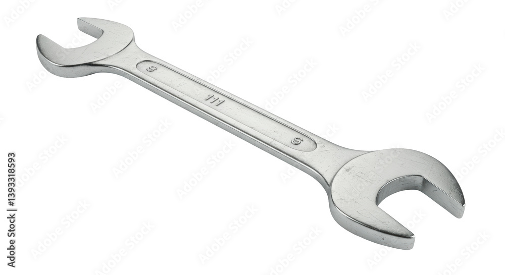 Isolated Silver Open End Wrench Tool for Mechanical Repairs and Maintenance Isolated Silver Open End Wrench Tool for Mechanical Repairs and Maintenance