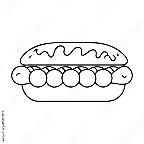 meatball sub icon, meatball sub line art - simple line art of meatball sub, perfect for meatball sub logos and icons