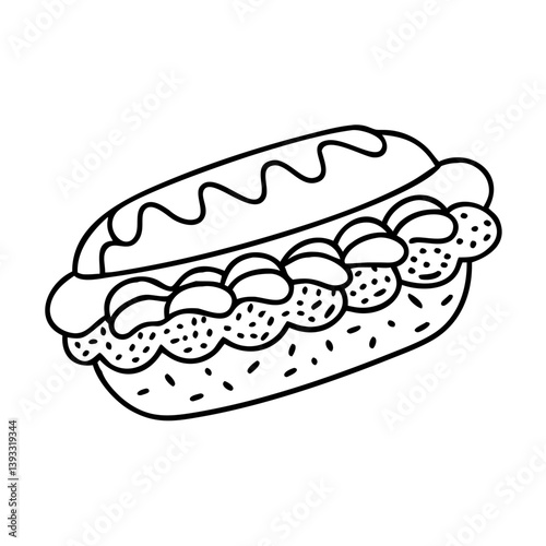 meatball sub icon, meatball sub line art - simple line art of meatball sub, perfect for meatball sub logos and icons