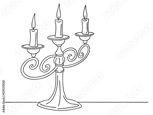 Classic Candelabra with Three Candles in Vector Format