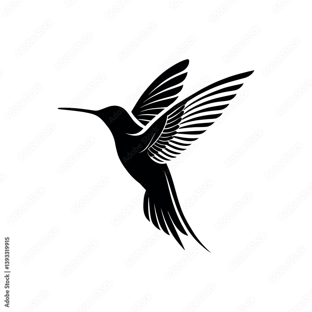 Fototapeta premium hummingbird silhouette logo vector line art logo design
