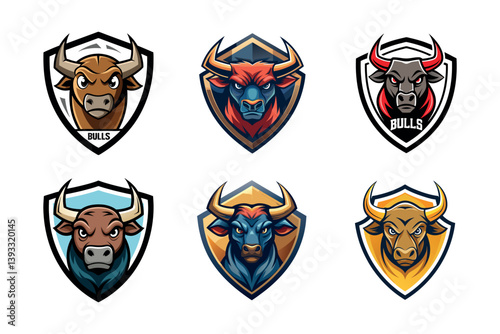 A digital vector illustration of Bull, cow, Angus, buffalo, cattle Head logo, silhouette vector set icon symbol design for the company.