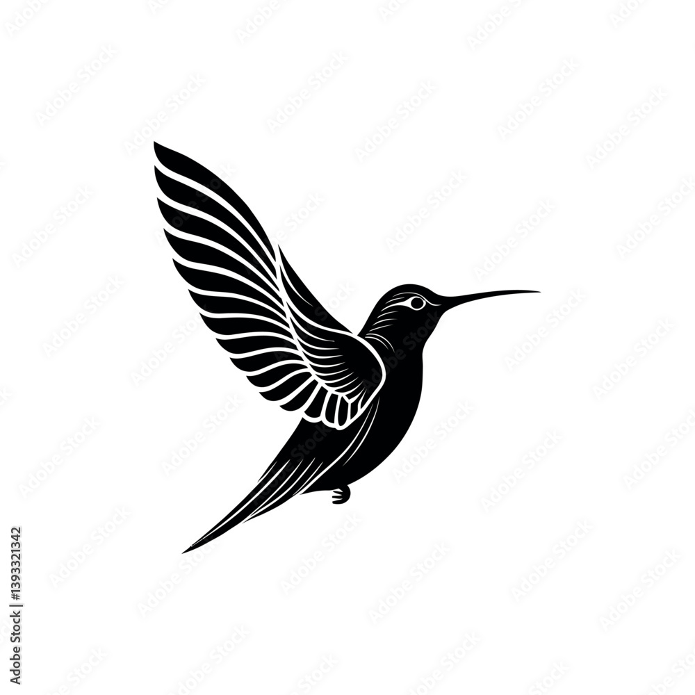 Fototapeta premium hummingbird silhouette logo vector line art logo design