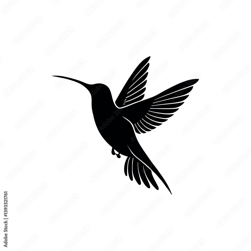 Fototapeta premium hummingbird silhouette logo vector line art logo design