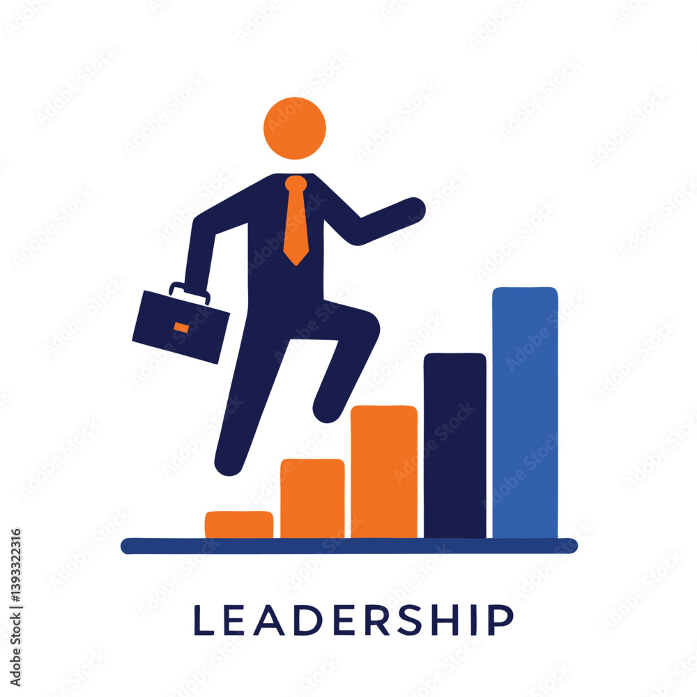 Stylized Businessman Ascending Chart, Business Growth Concept, Abstract Flat Style Design Stylized Businessman Ascending Chart, Business Growth Concept, Abstract Flat Style Design