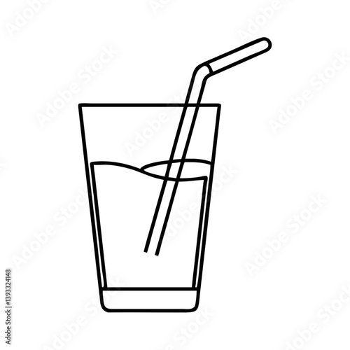 drinking straw in glass icon, drinking straw in glass line art - simple line art of drinking straw in glass, perfect for drinking straw in glass logos and icons
