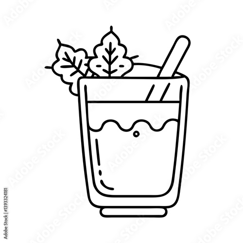 eggnog glass icon, eggnog glass line art - simple line art of eggnog glass, perfect for eggnog glass logos and icons