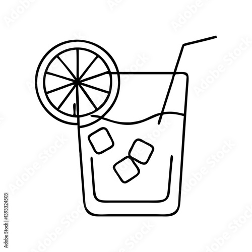 gin and tonic with lime icon, gin and tonic with lime line art - simple line art of gin and tonic with lime, perfect for gin and tonic with lime logos and icons